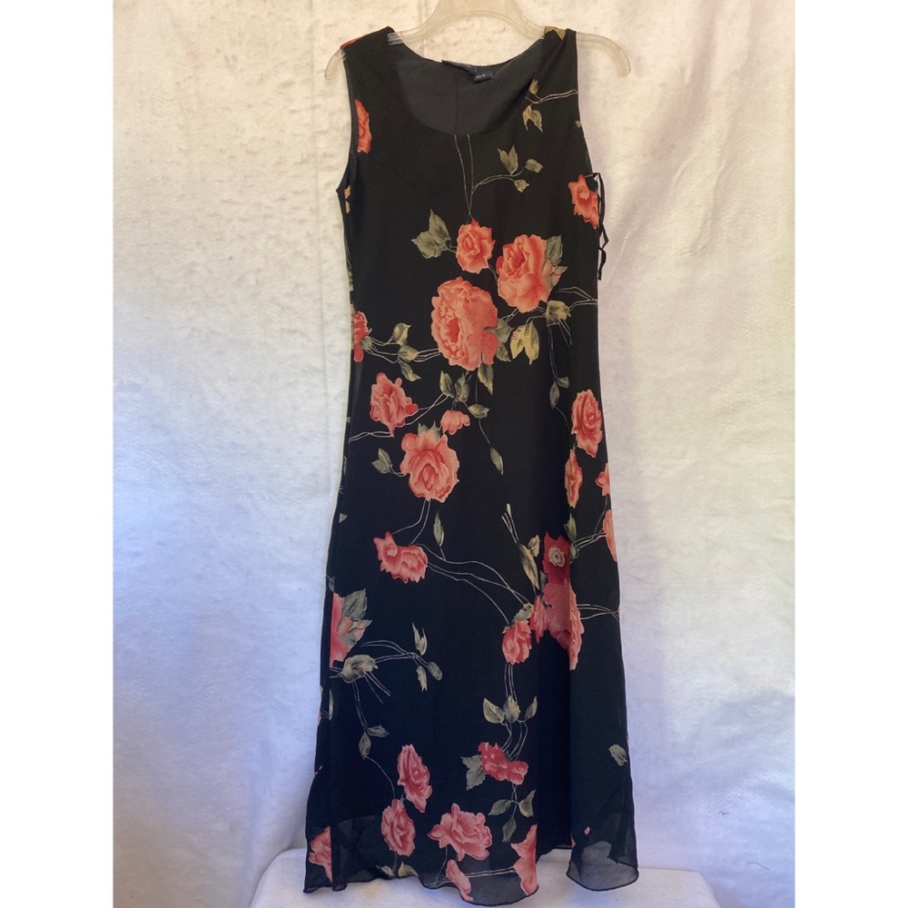 Mileage Pink Floral Sleeveless Maxi Dress Scoop Neck Flared Hem Size M